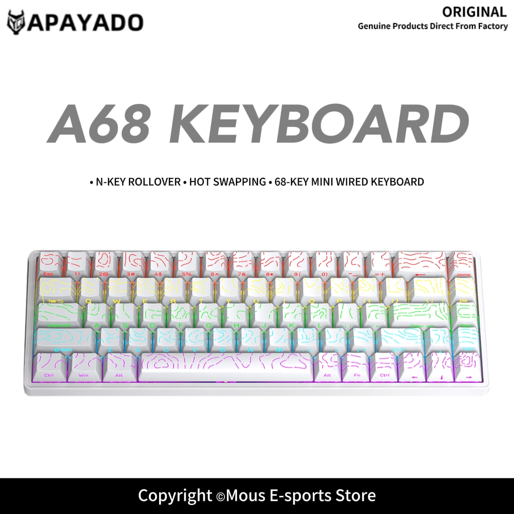 Pc Gaming Pink - APAYADO A68 Przewodowa Klawiatura Mechaniczna z
